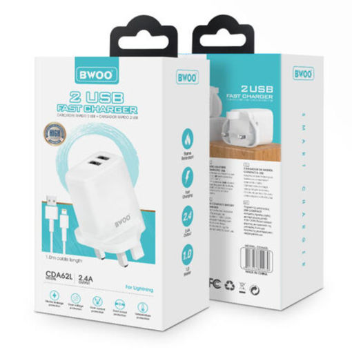 Picture of BWOO UK CHARGING PLUG DUAL PORTS WITH TYPE L CABLE